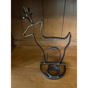 Vintage Metal Deer Reindeer Votive Candle Holder Tabletop Country Farmhouse